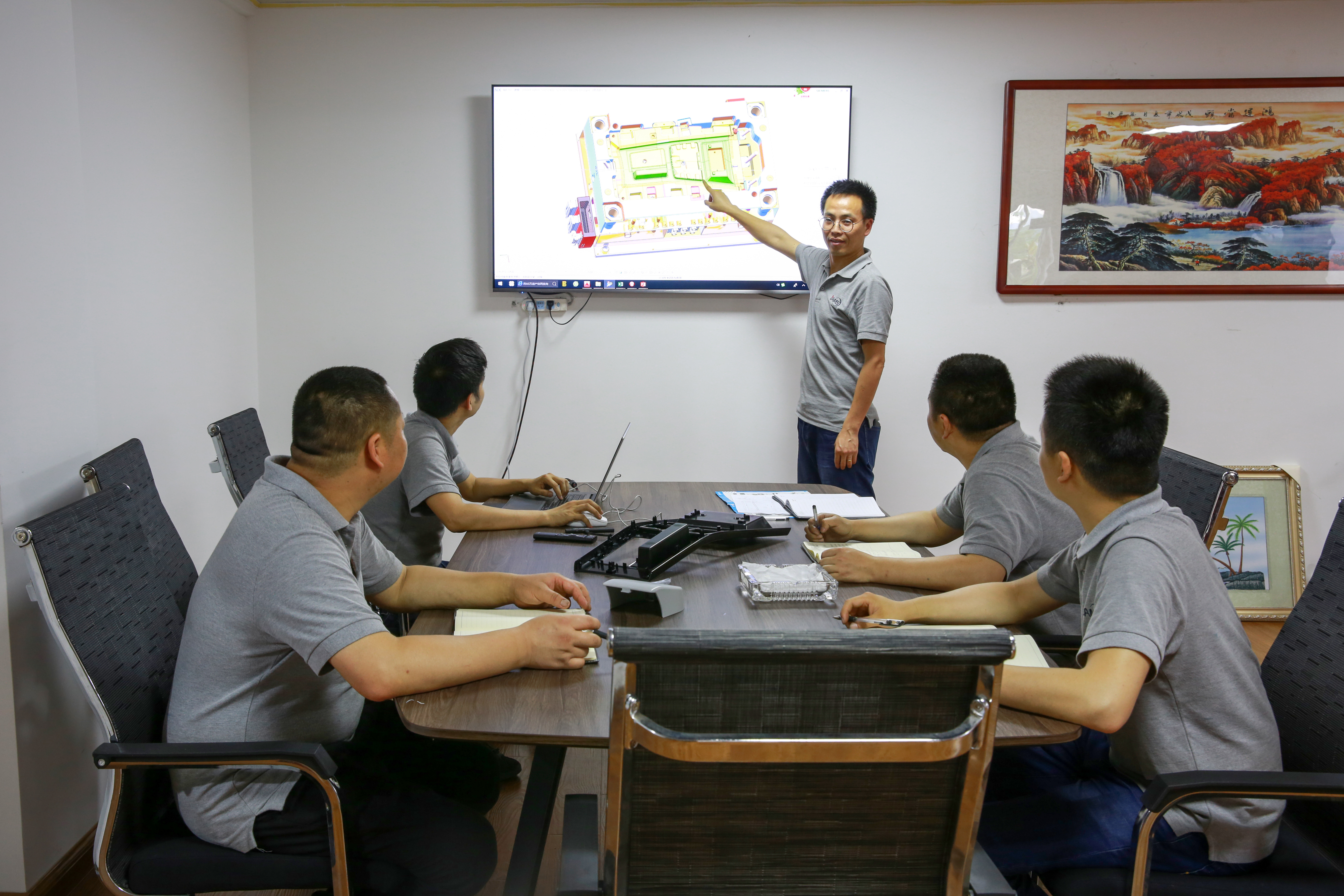 reviewing blueprints